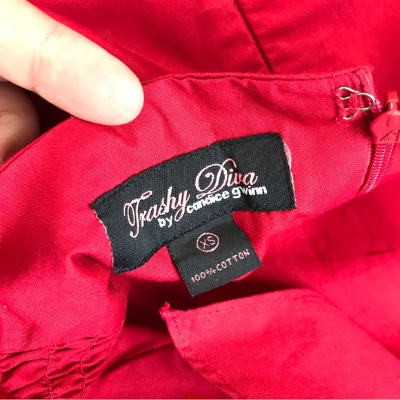 TRASHY DIVA Red Trixie Retro Vintage Rockabilly Style Swing Dress XS - Picture 7 of 9